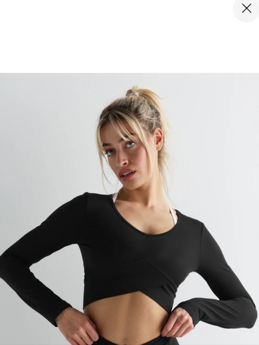 Gymshark Black Long-Sleeve Cropped V-Neck Top
